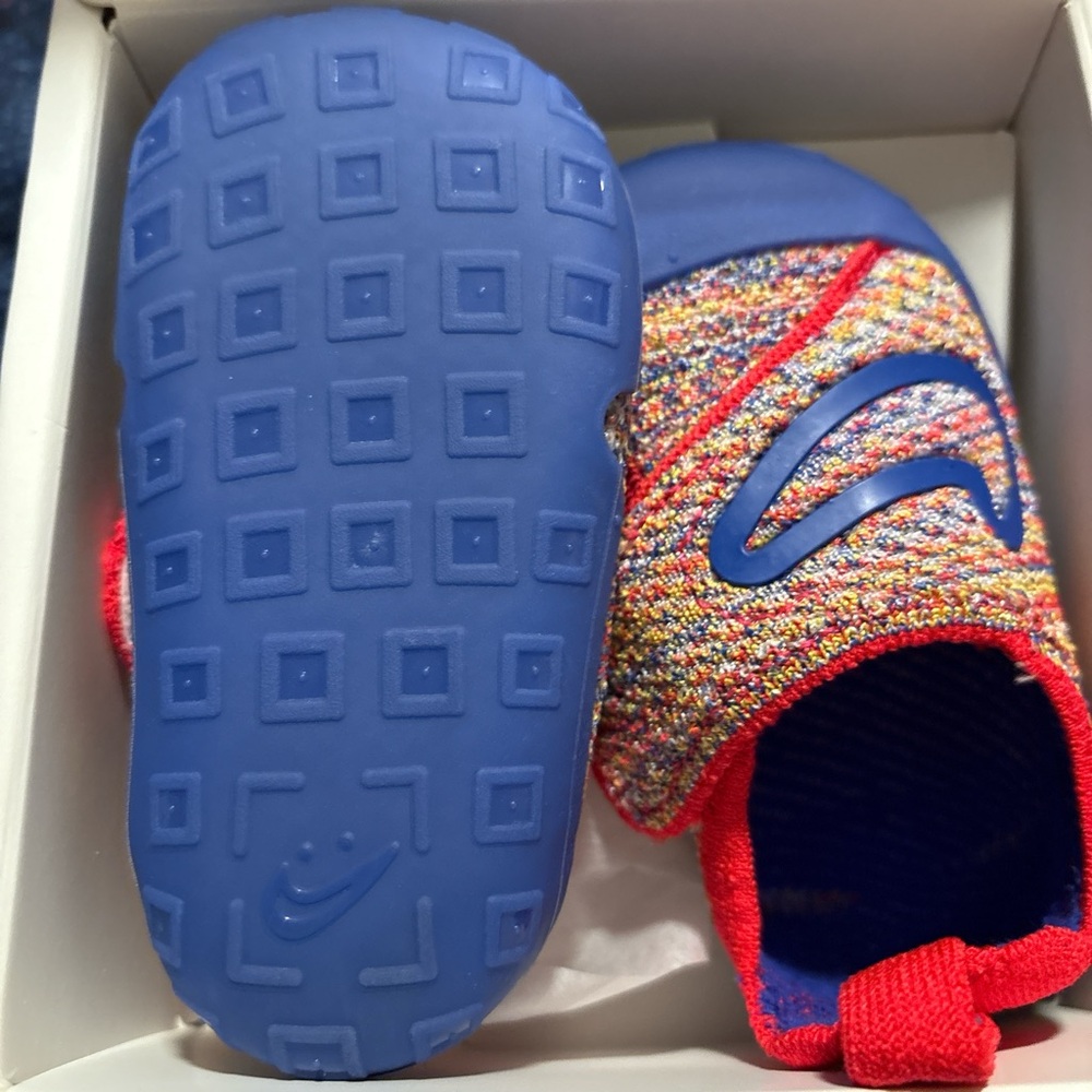 Nike Multicolor Knit Baby Walker Shoes with Blue Accents - Picture 2 of 3